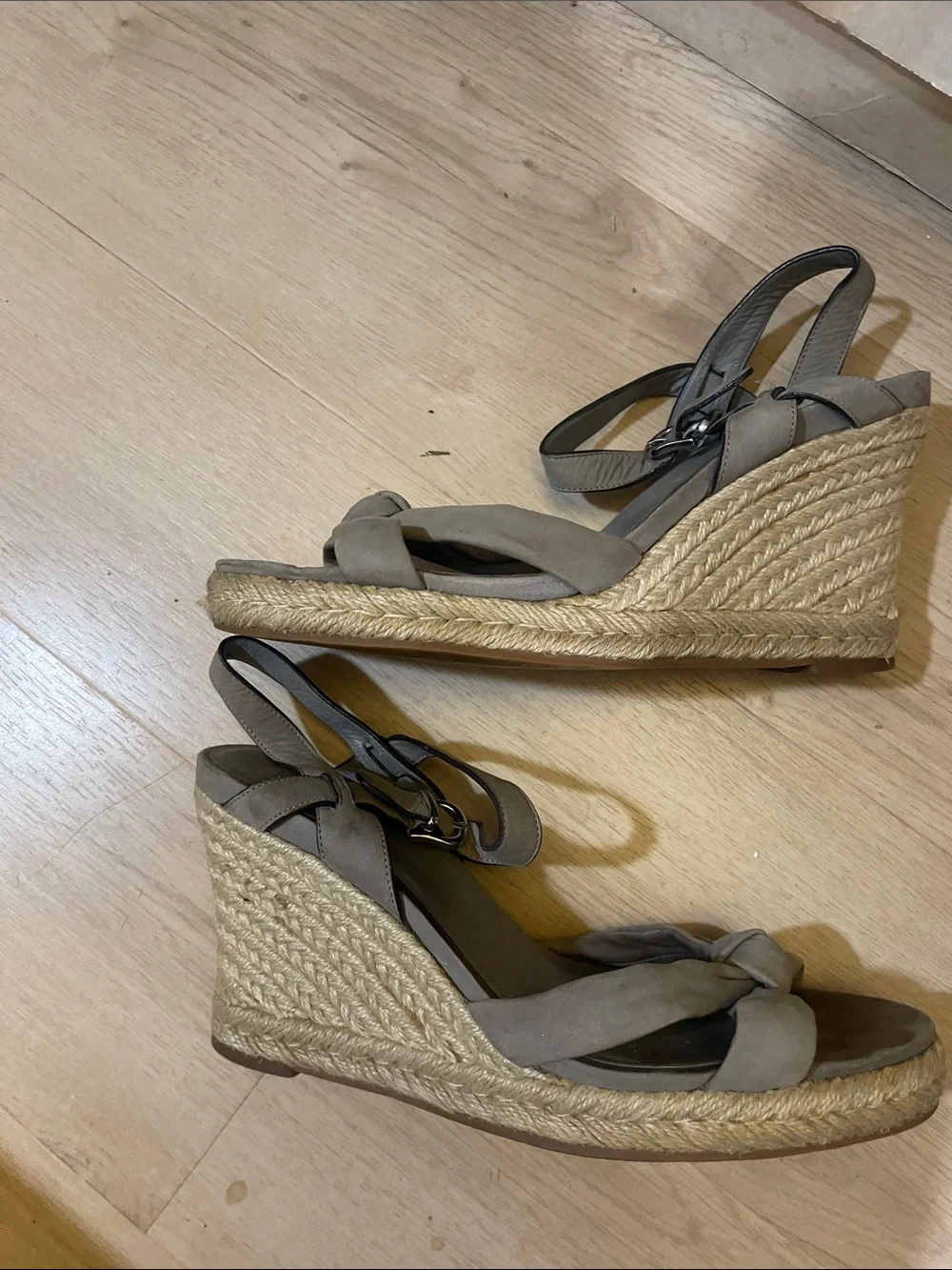 Cole Haan Taupe Espadrille Wedge Sandals